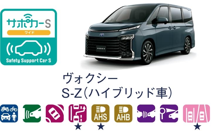 ヴォクシーのサポカー（セーフティ・サポートカー）区分表示
