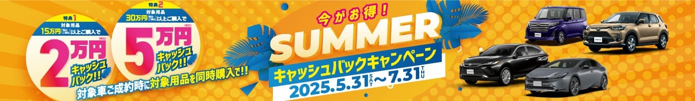サマーキャッシュバックキャンペーンの詳細はコチラ