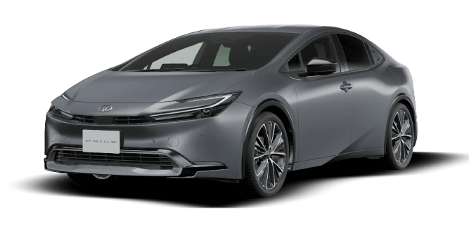 プリウス（HYBRID Z・2WD）のフロントビュー。ボディカラーはアッシュ〈1M2〉。