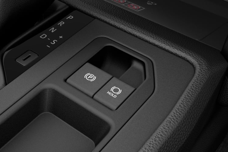 電動パーキングブレーキとブレーキホールド（左:電動パーキングブレーキスイッチ、右:ブレーキホールドスイッチ）