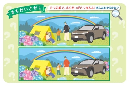 トヨタ bZ4X Touringのまちがい探し図（子供向け）