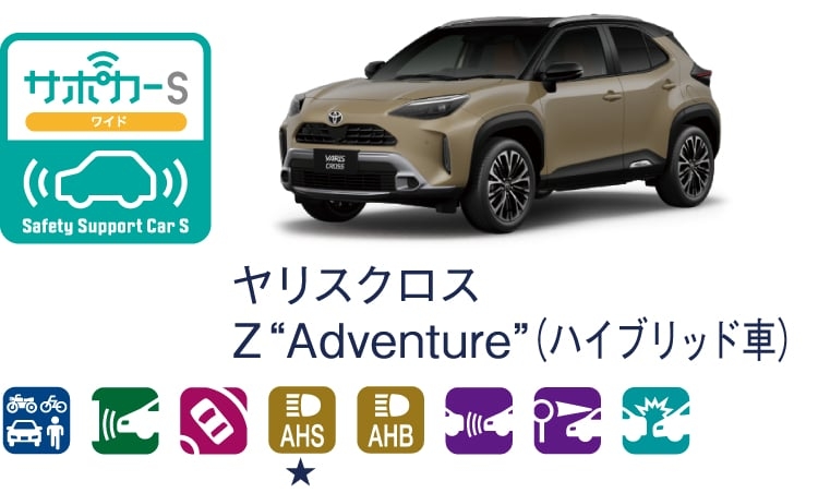 ヤリス クロスのサポカー（セーフティ・サポートカー）区分表示