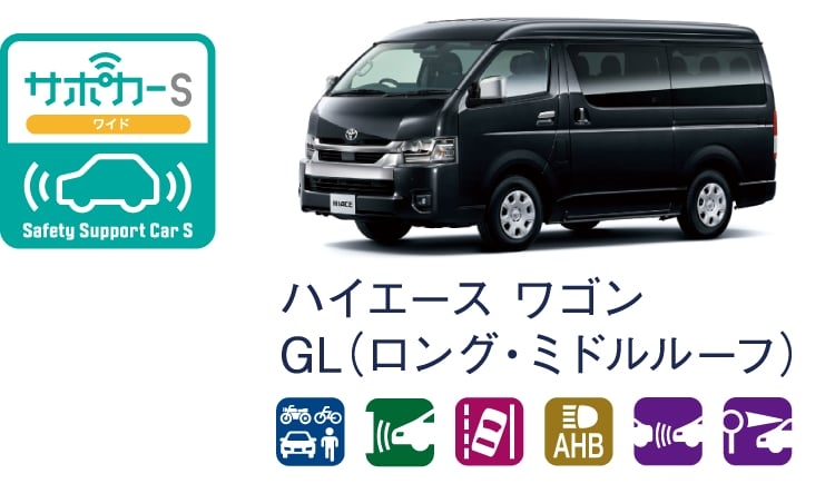 ハイエース ワゴンのサポカー（セーフティ・サポートカー）区分表示