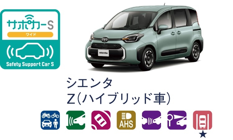 シエンタのサポカー（セーフティ・サポートカー）区分表示
