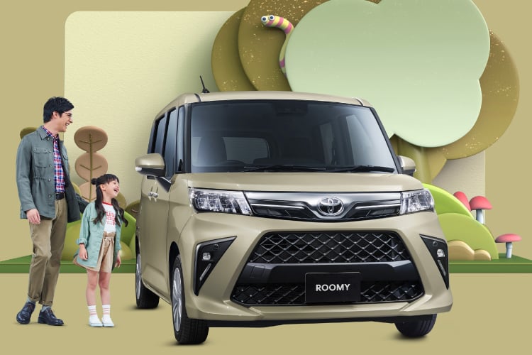 ルーミー G(2WD)のフロントビュー。ボディカラーはグレイッシュオリーブメタリック。