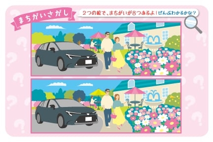 トヨタ カローラ ツーリングのまちがい探し図（子供向け）