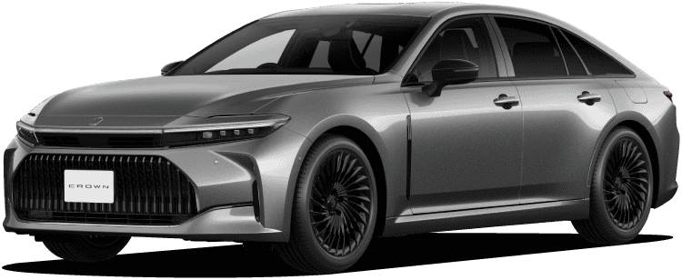 クラウン セダン Z（ハイブリッド車）のフロントサイドビュー。ボディカラーはプレシャスメタル（メーカーオプション）。ドアミラーはブラック。